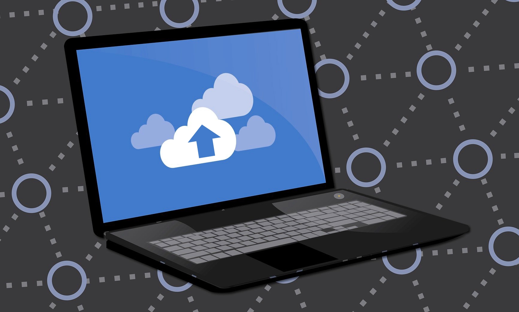 Illustration of Laptop with Cloud service